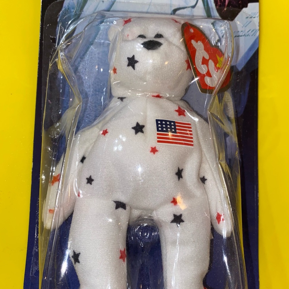 Vintage Ty Glory the Bear - White with Red White & Blue Accents